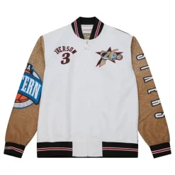Men Mitchell & Ness Jackets & Outerwear-Player Burst Warm Up Jacket Philadelphia 76Ers Allen Iverson