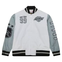 Men Mitchell & Ness Jackets & Outerwear-Player Burst Warm Up Jacket Los Angeles Kings Wayne Gretzky