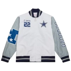 Men Mitchell & Ness Jackets & Outerwear-Player Burst Warm Up Jacket Dallas Cowboys Emmitt Smith