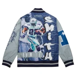 Men Mitchell & Ness Jackets & Outerwear-Player Burst Warm Up Jacket Dallas Cowboys Emmitt Smith
