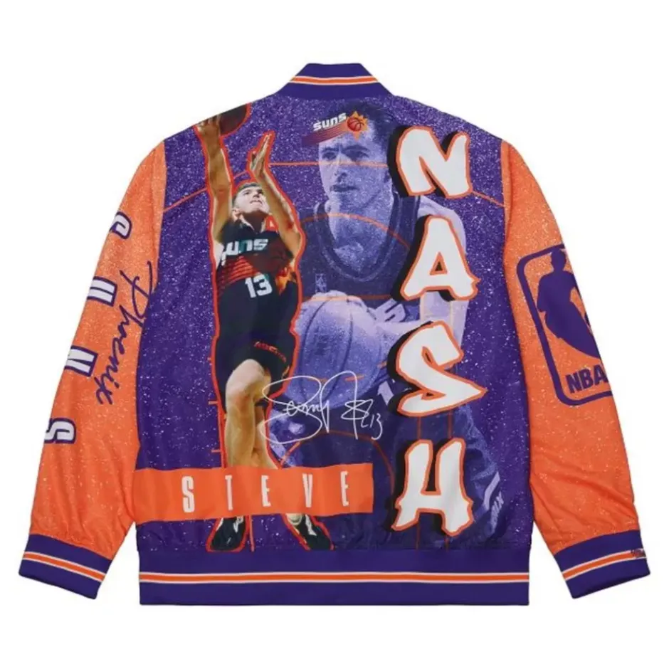 Men Mitchell & Ness Jackets & Outerwear-Player Burst Warm Up Jacket Phoenix Suns Steve Nash
