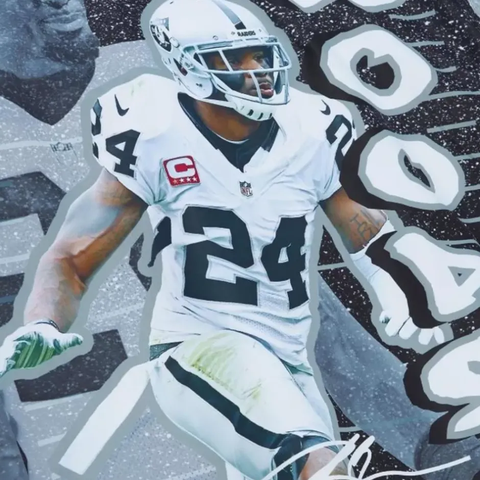 Men Mitchell & Ness Jackets & Outerwear-Player Burst Warm Up Jacket Oakland Raiders Charles Woodson