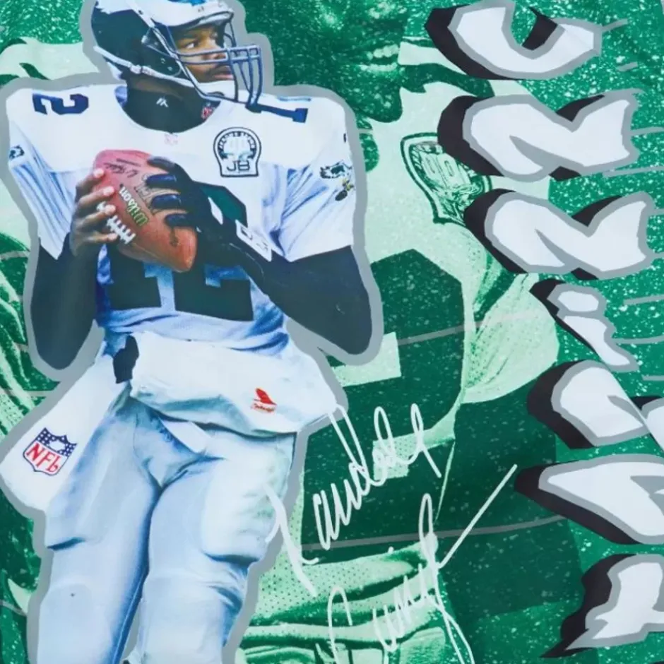 Men Mitchell & Ness Jackets & Outerwear-Player Burst Warm Up Jacket Philadelphia Eagles Randall Cunningham