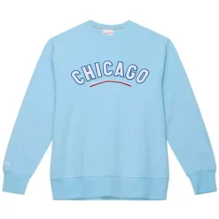 Men Mitchell & Ness Hoodies & Sweatshirts-Playoff Win 2.0 Crew Chicago Cubs