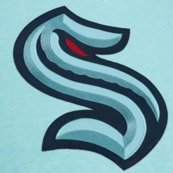 Men Mitchell & Ness Hoodies & Sweatshirts-Playoff Win 2.0 Crew Current Logo Seattle Kraken