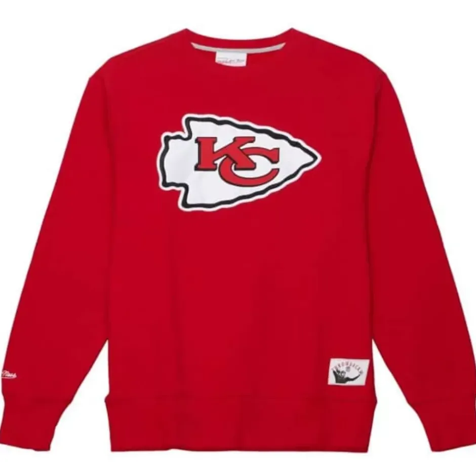 Men Mitchell & Ness Hoodies & Sweatshirts-Playoff Win 2.0 Crew Kansas City Chiefs