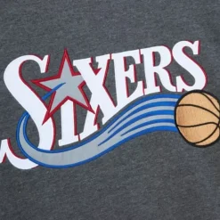 Men Mitchell & Ness Hoodies & Sweatshirts-Playoff Win 2.0 Crew Philadelphia 76Ers
