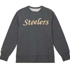 Men Mitchell & Ness Hoodies & Sweatshirts-Playoff Win 2.0 Crew Pittsburgh Steelers