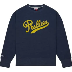 Men Mitchell & Ness Hoodies & Sweatshirts-Playoff Win 2.0 Crew Vintage Philadelphia Phillies