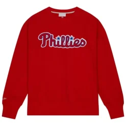 Men Mitchell & Ness Hoodies & Sweatshirts-Playoff Win 2.0 Crew Vintage Philadelphia Phillies