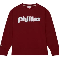 Men Mitchell & Ness Hoodies & Sweatshirts-Playoff Win 2.0 Crew Vintage Philadelphia Phillies
