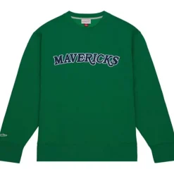 Men Mitchell & Ness Hoodies & Sweatshirts-Playoff Win 2.0 Crew Vintage Dallas Mavericks