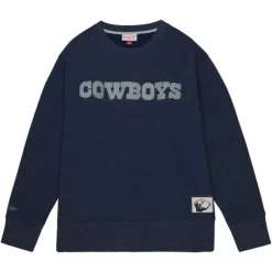 Men Mitchell & Ness Hoodies & Sweatshirts-Playoff Win 2.0 Crew Vintage Dallas Cowboys