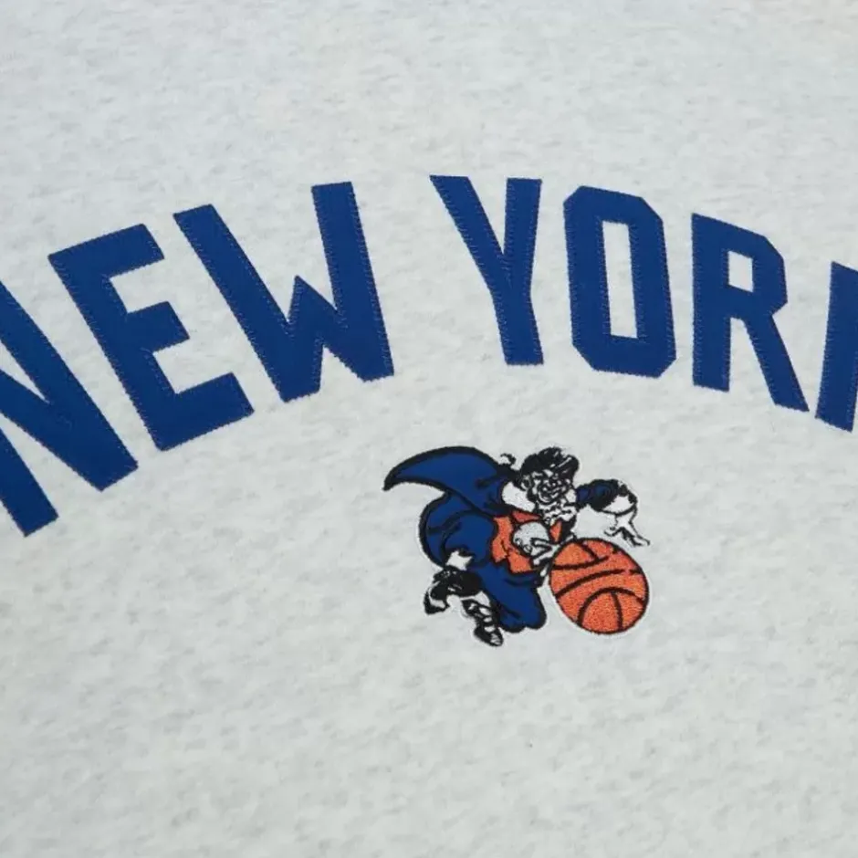 Men Mitchell & Ness Hoodies & Sweatshirts-Playoff Win 2.0 Crew Vintage New York Knicks