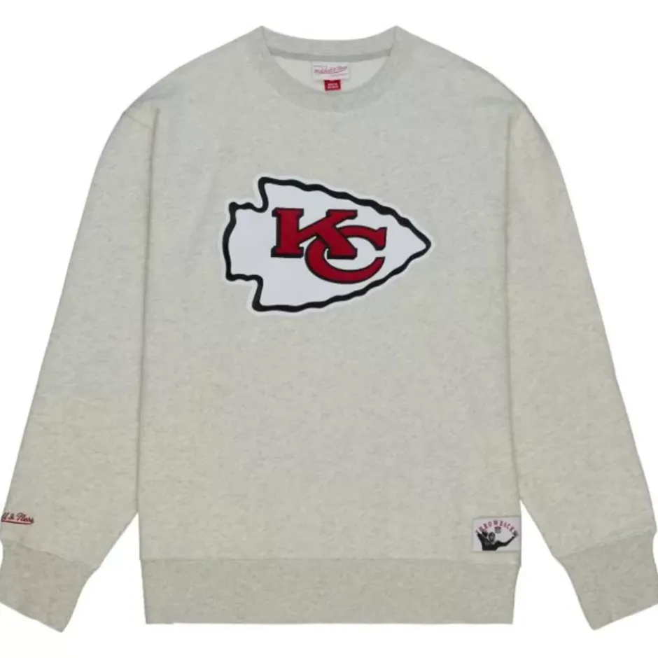 Men Mitchell & Ness Hoodies & Sweatshirts-Playoff Win 2.0 Crew Vintage Kansas City Chiefs