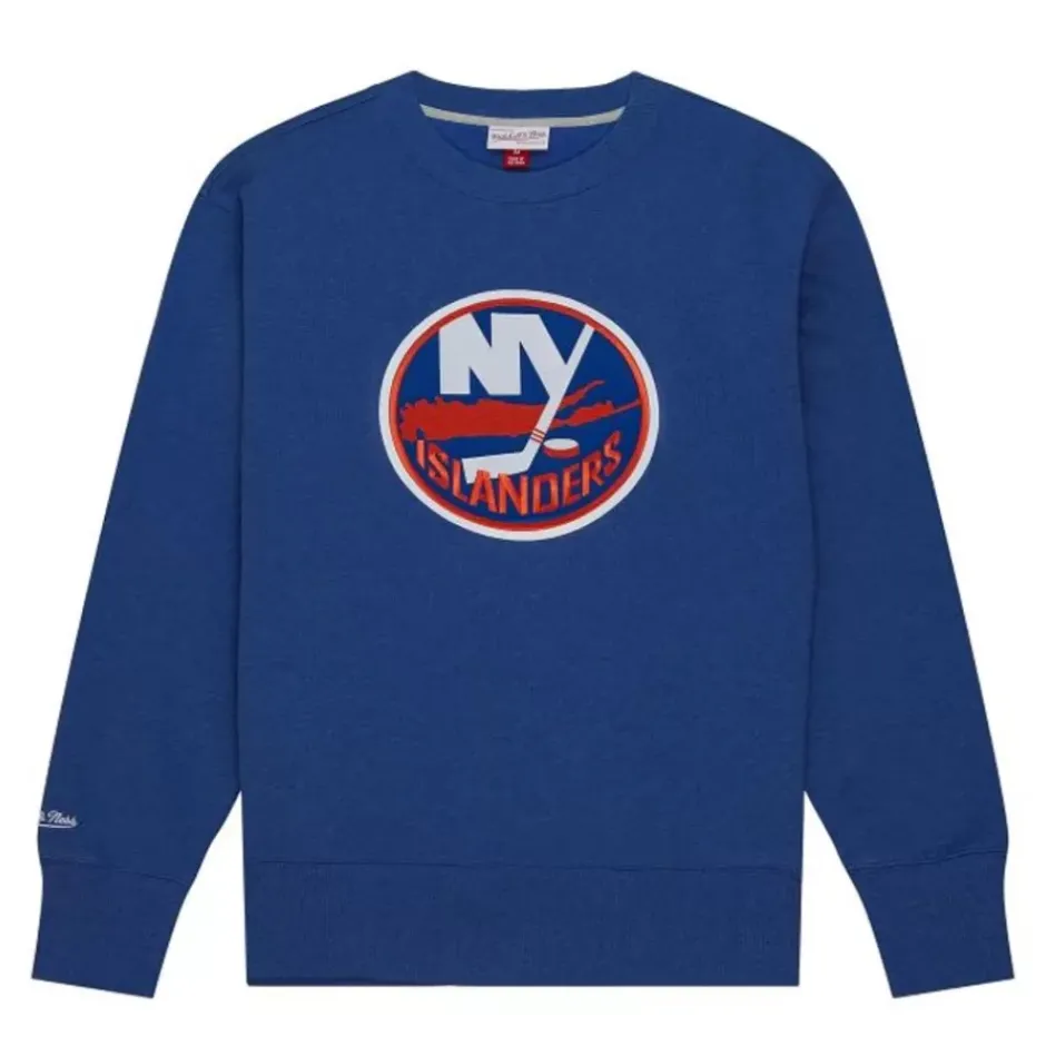 Men Mitchell & Ness Hoodies & Sweatshirts-Playoff Win 2.0 Crew Vintage New York Islanders