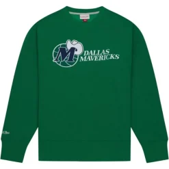Men Mitchell & Ness Hoodies & Sweatshirts-Playoff Win 2.0 Crew Vintage Dallas Mavericks