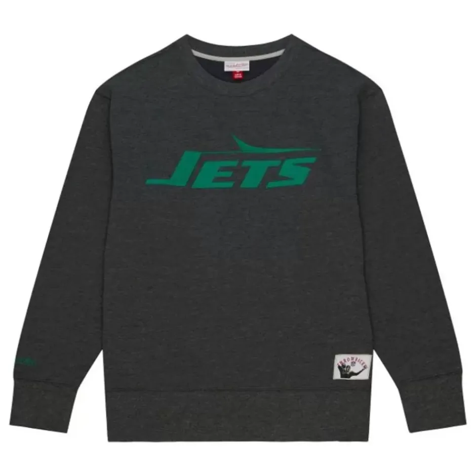 Men Mitchell & Ness Hoodies & Sweatshirts-Playoff Win 2.0 Crew Vintage New York Jets