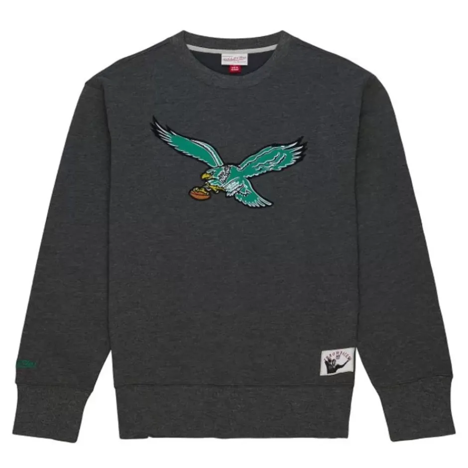 Men Mitchell & Ness Hoodies & Sweatshirts-Playoff Win 2.0 Crew Vintage Philadelphia Eagles