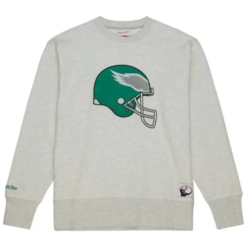 Men Mitchell & Ness Hoodies & Sweatshirts-Playoff Win 2.0 Crew Vintage Philadelphia Eagles