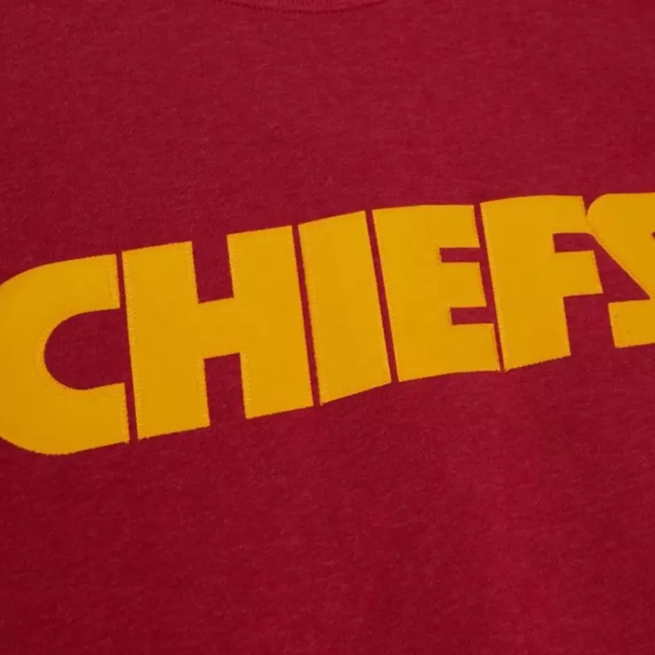 Men Mitchell & Ness Hoodies & Sweatshirts-Playoff Win 2.0 Crew Vintage Kansas City Chiefs