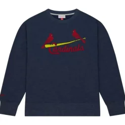 Men Mitchell & Ness Hoodies & Sweatshirts-Playoff Win 2.0 Crew Vintage St. Louis Cardinals