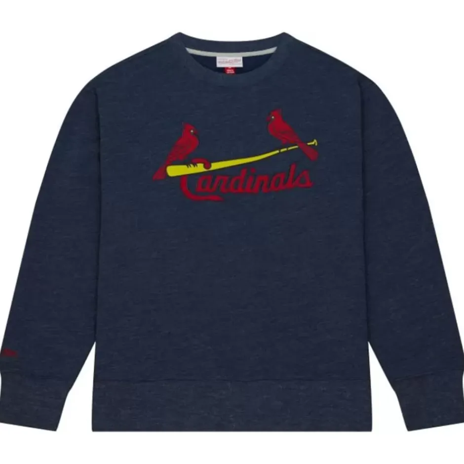 Men Mitchell & Ness Hoodies & Sweatshirts-Playoff Win 2.0 Crew Vintage St. Louis Cardinals