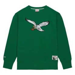 Men Mitchell & Ness Hoodies & Sweatshirts-Playoff Win 2.0 Crew Vintage Philadelphia Eagles