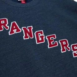 Men Mitchell & Ness Hoodies & Sweatshirts-Playoff Win 2.0 Crew Vintage New York Rangers