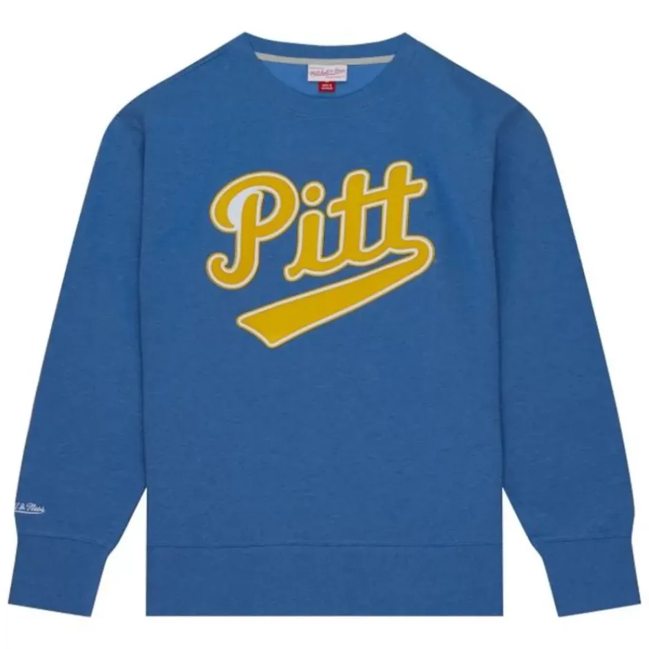Men Mitchell & Ness Hoodies & Sweatshirts-Playoff Win 2.0 Crew Vintage University Of Pittsburgh