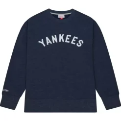 Men Mitchell & Ness Hoodies & Sweatshirts-Playoff Win 2.0 Crew Vintage New York Yankees
