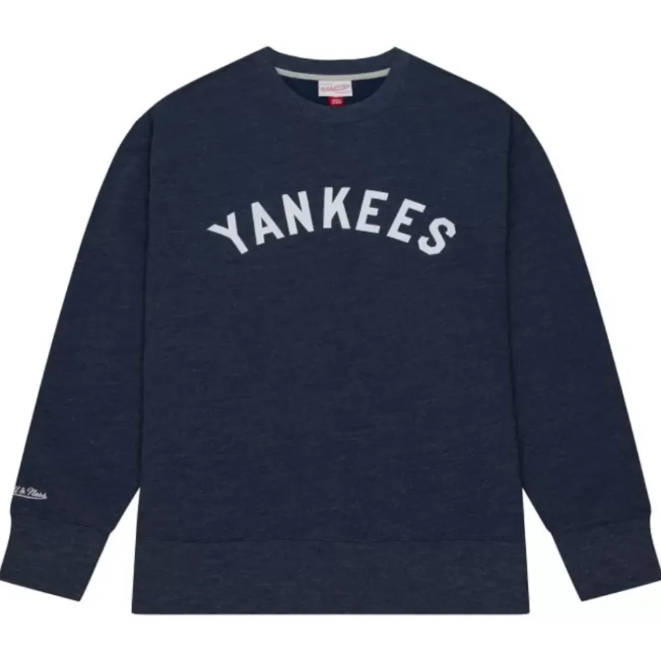 Men Mitchell & Ness Hoodies & Sweatshirts-Playoff Win 2.0 Crew Vintage New York Yankees