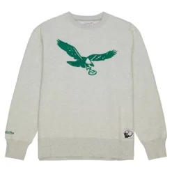 Men Mitchell & Ness Hoodies & Sweatshirts-Playoff Win 2.0 Crew Vintage Philadelphia Eagles