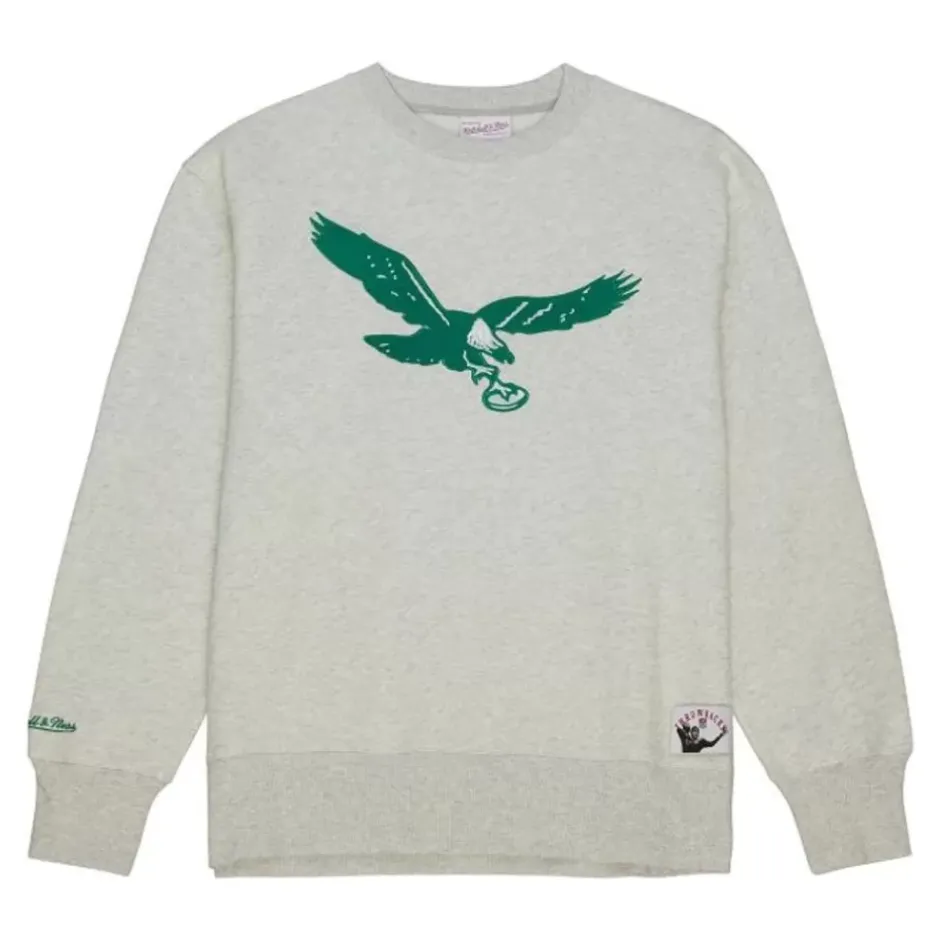 Men Mitchell & Ness Hoodies & Sweatshirts-Playoff Win 2.0 Crew Vintage Philadelphia Eagles