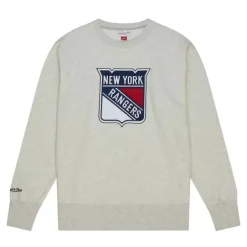Men Mitchell & Ness Hoodies & Sweatshirts-Playoff Win 2.0 Crew Vintage New York Rangers