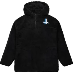 Men Mitchell & Ness Hoodies & Sweatshirts-Polar Fleece 1/4 Zip Pullover Hoodie Detroit Lions