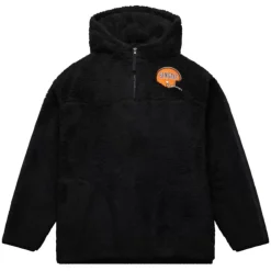 Men Mitchell & Ness Hoodies & Sweatshirts-Polar Fleece 1/4 Zip Pullover Hoodie Cincinnati Bengals