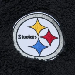 Men Mitchell & Ness Hoodies & Sweatshirts-Polar Fleece 1/4 Zip Pullover Hoodie Pittsburgh Steelers