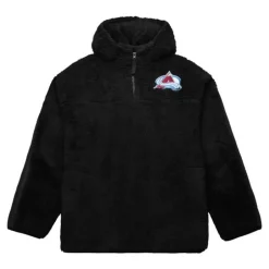 Men Mitchell & Ness Hoodies & Sweatshirts-Polar Fleece 1/4 Zip Pullover Hoodie Current Logo Colorado Avalanche
