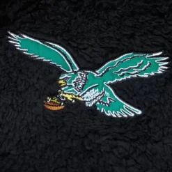 Men Mitchell & Ness Hoodies & Sweatshirts-Polar Fleece 1/4 Zip Pullover Hoodie Philadelphia Eagles