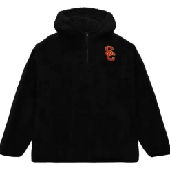Men Mitchell & Ness Hoodies & Sweatshirts-Polar Fleece 1/4 Zip Pullover Hoodie Current Logo Usc