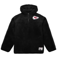 Men Mitchell & Ness Hoodies & Sweatshirts-Polar Fleece 1/4 Zip Pullover Hoodie Kansas City Chiefs