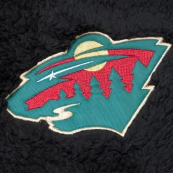 Men Mitchell & Ness Hoodies & Sweatshirts-Polar Fleece 1/4 Zip Pullover Hoodie Current Logo Minnesota Wild