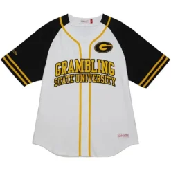 Men Mitchell & Ness T-Shirts & Tops-Practice Day Button Front Jersey Grambling State University