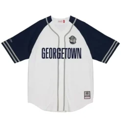 Men Mitchell & Ness T-Shirts & Tops-Practice Day Button Front Jersey Georgetown University