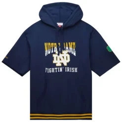 Men Mitchell & Ness Hoodies & Sweatshirts-Pre-Game Ss Fleece Hoodie University Of Notre Dame