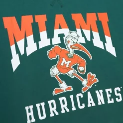 Men Mitchell & Ness Hoodies & Sweatshirts-Pre-Game Ss Fleece Hoodie University Of Miami