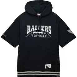 Men Mitchell & Ness Hoodies & Sweatshirts-Pre-Game Ss Fleece Hoodie Oakland Raiders