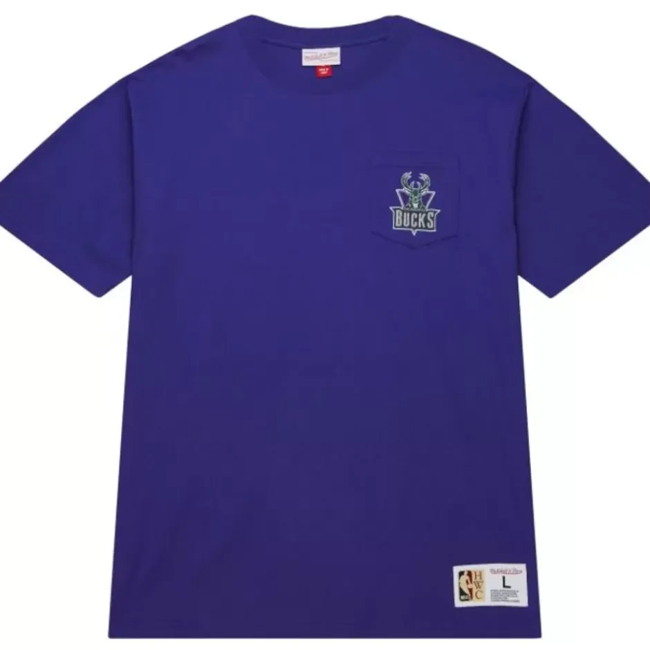 Men Mitchell & Ness T-Shirts & Tops-Premium Pocket Tee Milwaukee Bucks