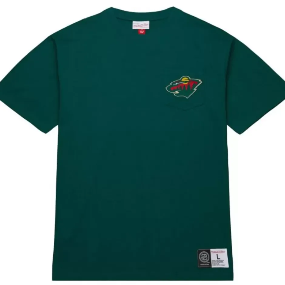 Men Mitchell & Ness T-Shirts & Tops-Premium Pocket Tee Minnesota Wild